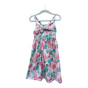 Tommy Bahama Pink and Teal Patterned Fabric ocean beach dress size 5 seacoast